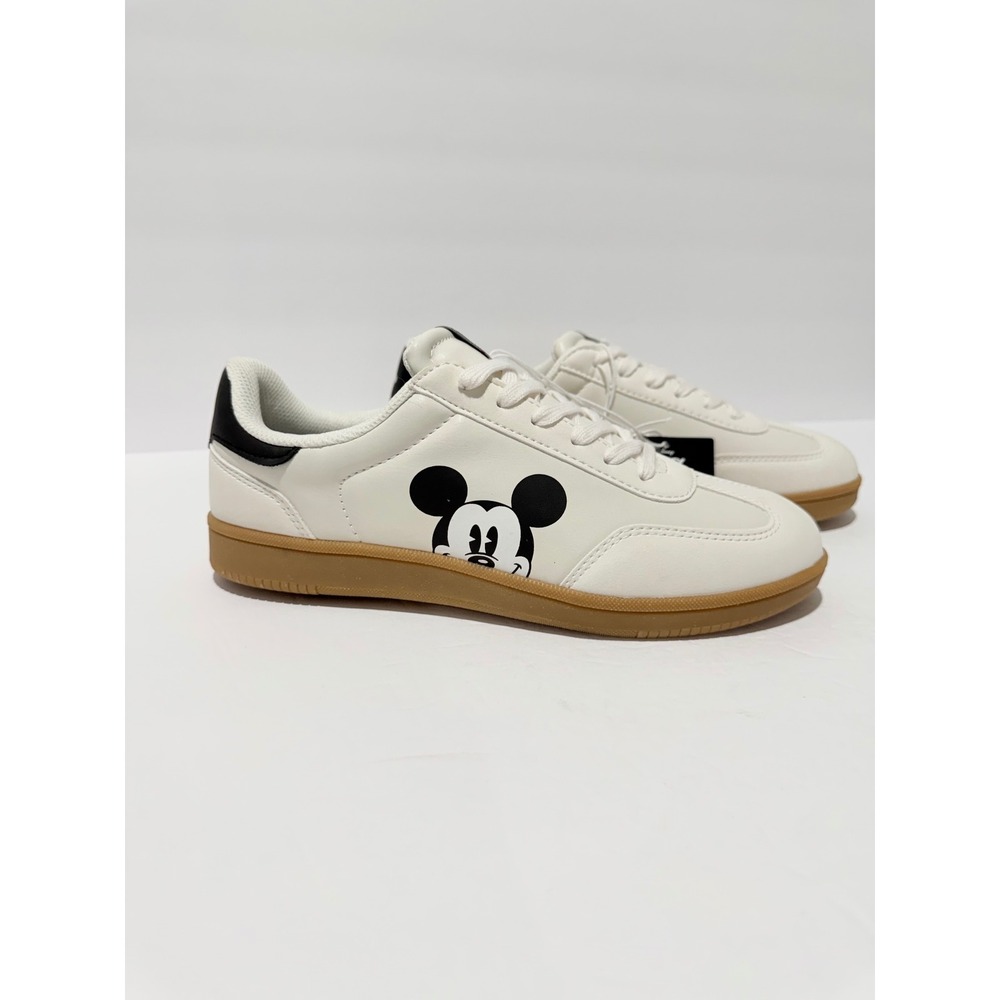 Disney Mickey Mouse Womens Character Sneakers Cream Black Gum Sole Size 9 NEW